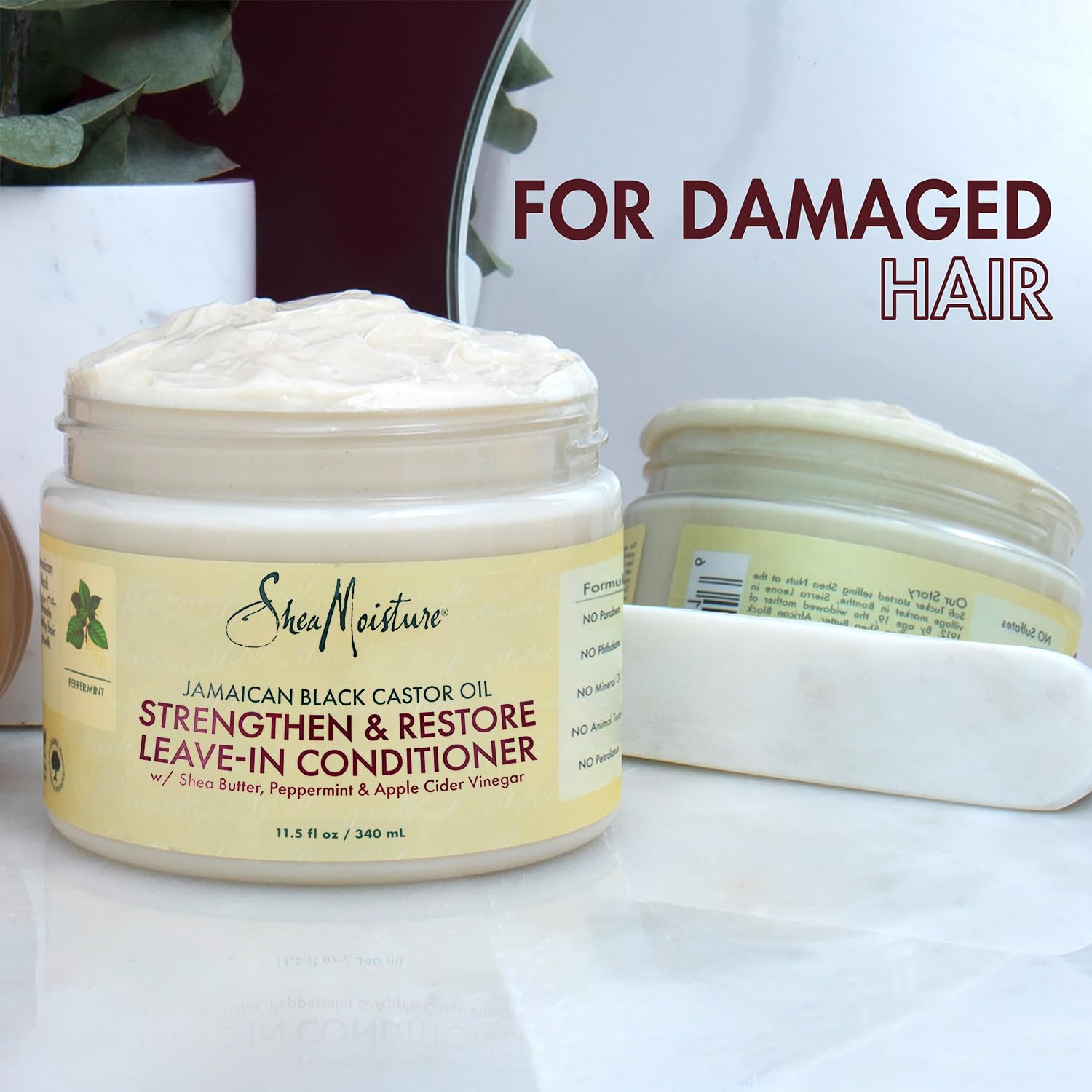 SheaMoisture Jamaican Black Castor Oil Hair Care Set: 16oz Growth Shampoo, 13oz Strengthening Conditioner, 11.5oz Leave-In Treatment, 12oz Restorative Masque for Curly Hair